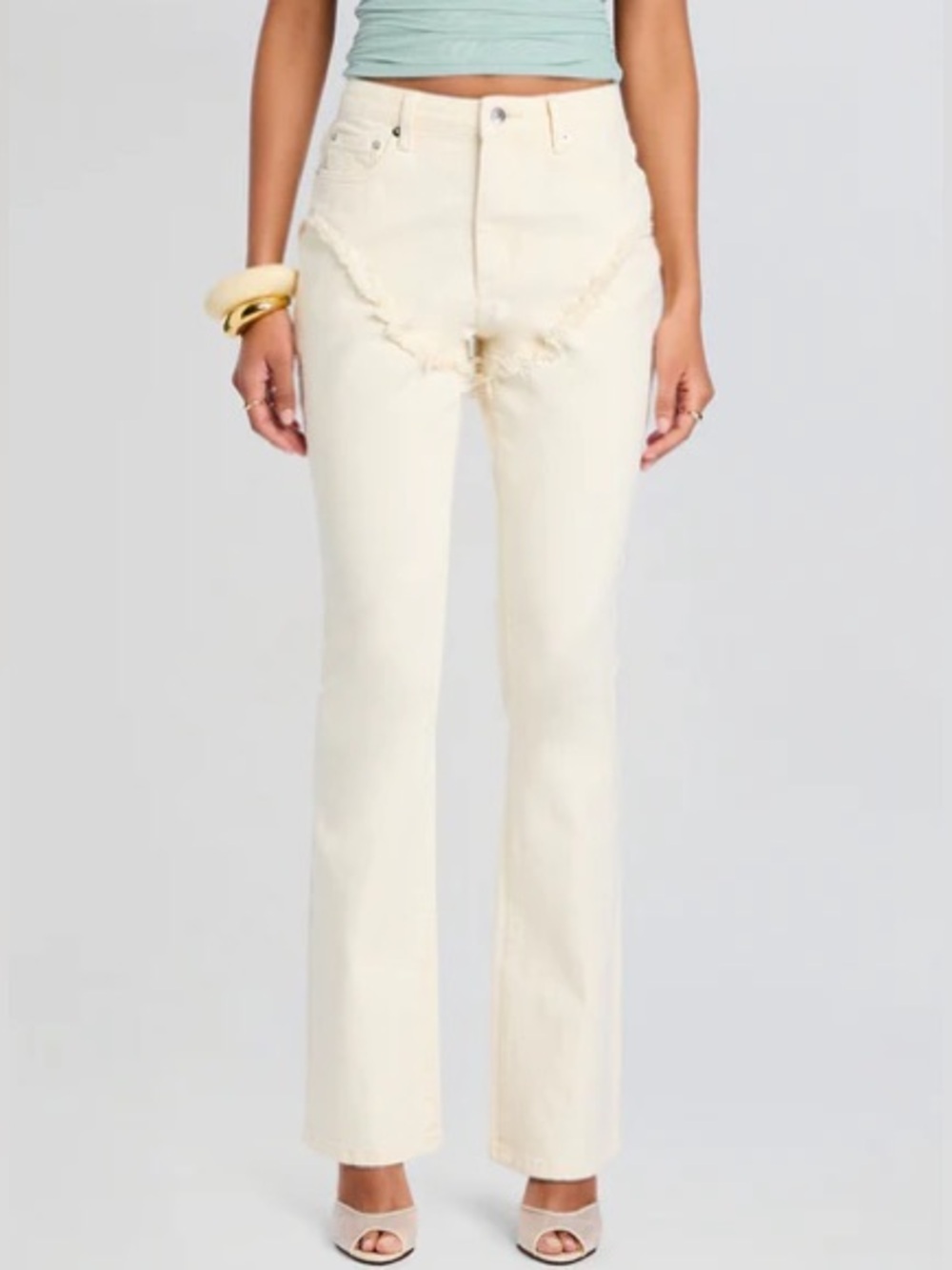 NWT SER.O.YA Dahlia Frayed Bootcut Jeans White Western Sz 29